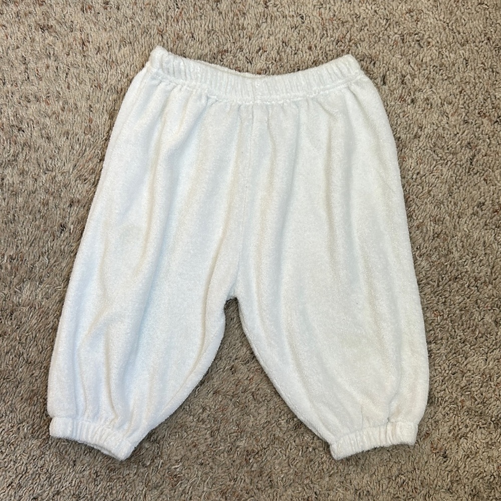 BABY mine alone white terry pants size 6/9 months
